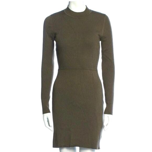 Sandro Mock Neck Long Sleeve Rib Knit Mini Dress (M) - Picture 1 of 3